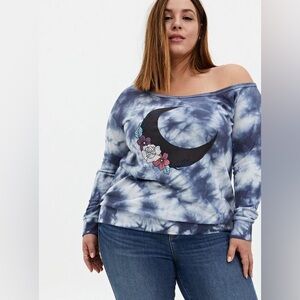 TORRID - Moon Vintage Indigo Tie-Dye Terry Off Shoulder Sweatshirt - 1/XL